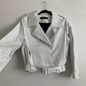 Zara White Faux Leather Jacket - Medium